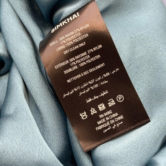 🆕 SIMKHAI 🧿 NWOT Halen Draped Velvet Mini Dress, Celestial Blue - Sz US 6 - Picture 14 of 15
